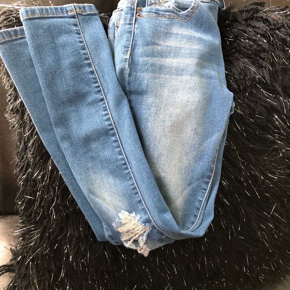 Girls distress denim